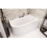 Besco wanna asymetryczna Avita prawa 150x75 z białą obudową, syfonem i nóżkami