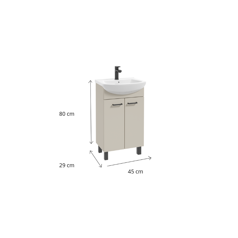 Szafka łazienkowa z umywalką defra Novelty D50 kaszmir