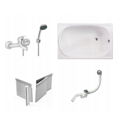 Polimat Mini wanna 100x65 z syfonem, baterią i styropianową osłoną