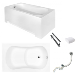 Besco wanna dla niepełnosprawnych Aria Rehab 120x70 z białą obudową, syfonem i nóżkami