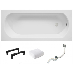 Besco wanna prostokątna Intrica Slim 150x75 z syfonem chrom i nóżkami