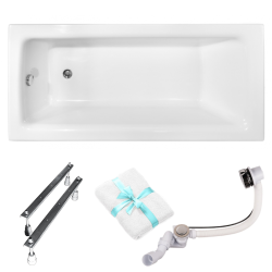 Besco wanna prostokątna Talia Slim 160x75 z syfonem i nóżkami