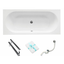 Besco wanna prostokątna Vitae 160x75 z syfonem chrom  i nóżkami