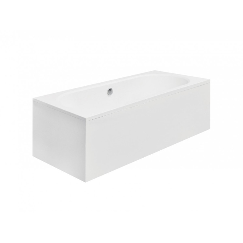 Besco wanna prostokątna Vitae 180x80 z białą obudową, syfonem chrom i nóżkami