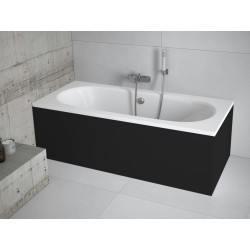 Besco Wanna prostokątna Vitae 170x75 z czarną obudową, syfonem chrom i nóżkami