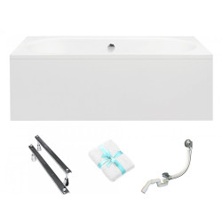 Besco wanna prostokątna Vitae 150x75 z obudową, syfonem i nóżkami