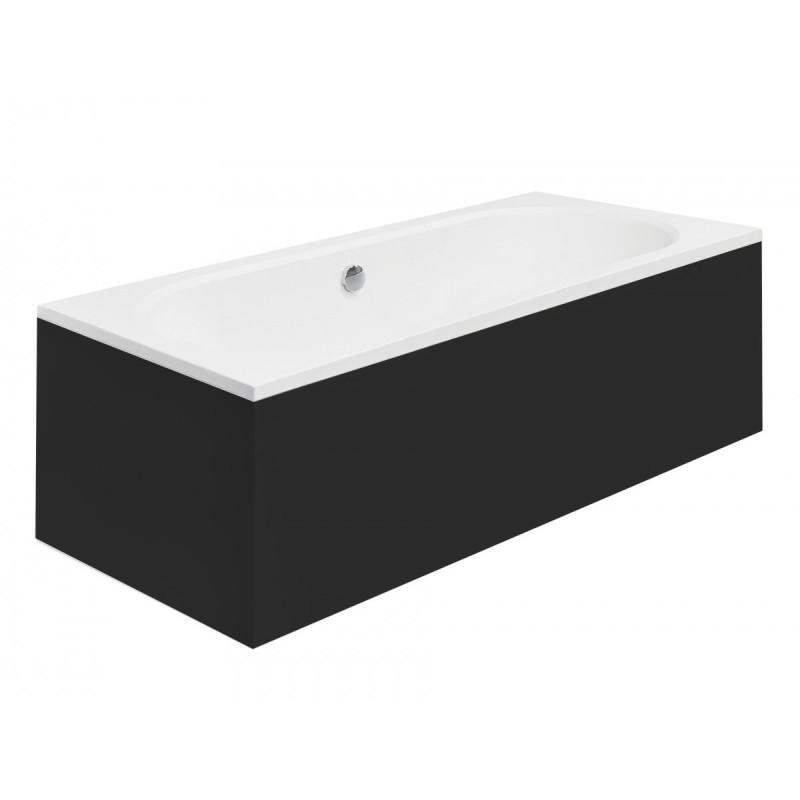 Besco Wanna prostokątna Vitae 170x75 z czarną obudową, syfonem chrom i nóżkami