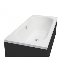 Besco Wanna prostokątna Vitae 170x75 z czarną obudową, syfonem chrom i nóżkami
