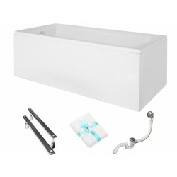 Besco wanna prostokątna Talia 100x70 z białą obudową, syfonem i nóżkami