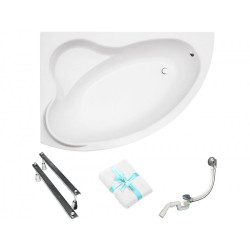 Besco wanna asymetryczna Ada lewa 140x90 z syfonem i nóżkami