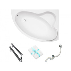 Besco wanna asymetryczna Ada prawa 160x100 z syfonem chrom i nóżkami