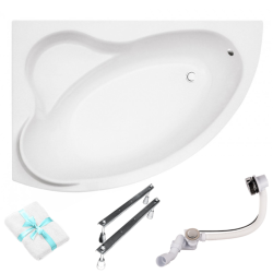 Besco wanna asymetryczna Ada lewa 160x100 z syfonem chrom i nóżkami