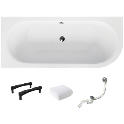 Besco wanna asymetryczna Avita Slim lewa 180x80 z syfonem chrom i nóżkami