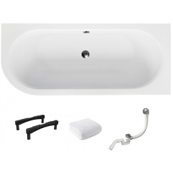 Besco wanna asymetryczna Avita Slim prawa 180x80 z syfonem chrom i nóżkami