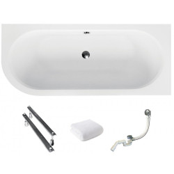 Besco wanna asymetryczna Avita prawa 160x75 z syfonem chrom i nóżkami