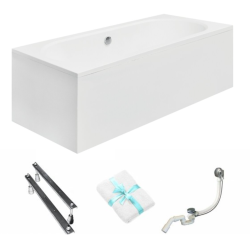 Besco wanna prostokątna Avita 170x75 z obudową, syfonem chrom i nóżkami