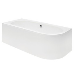 Besco wanna asymetryczna Avita lewa 170x75 z białą obudową, syfonem chrom i nóżkami