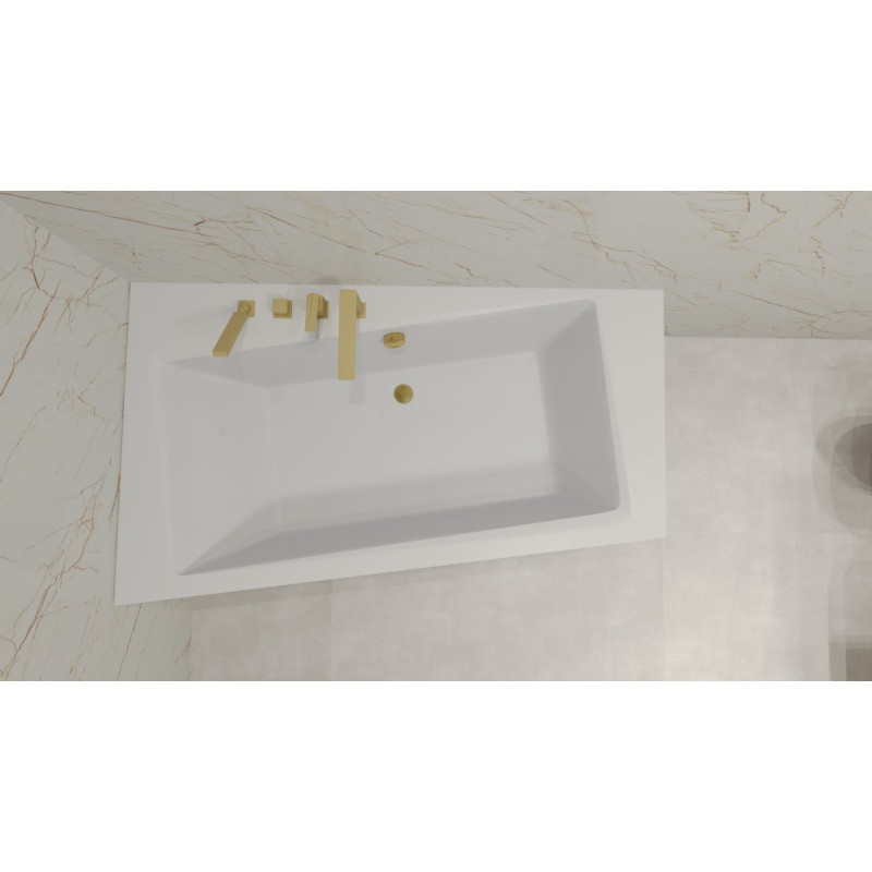 Besco wanna asymetryczna Infinity prawa 150x90 z syfonem chrom i nóżkami