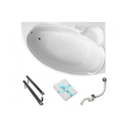 BESCO Wanna narożna Finezja Nova 155x95 prawa gratis syfon nogi ręcznik