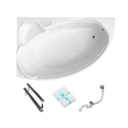 Besco wanna asymetryczna Finezja Nova lewa 140x95 z syfonem chrom i nóżkami