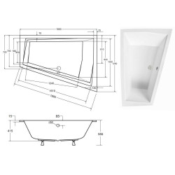 BESCO Wanna 180x125 Intima Duo Slim Prawa + Syfon chrom