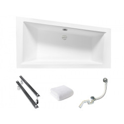 Besco wanna asymetryczna Intima Slim prawa 160x90 syfonem i nóżkami