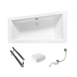 Besco wanna asymetryczna Intima Slim lewa 160x90 z syfonem chrom i nóżkami