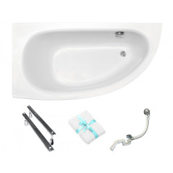 Besco wanna asymetryczna Milena lewa 150x70 z syfonem i nóżkami