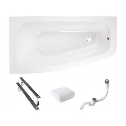 Besco wanna asymetryczna Luna lewa 150x80 z syfonem chrom i nóżkami