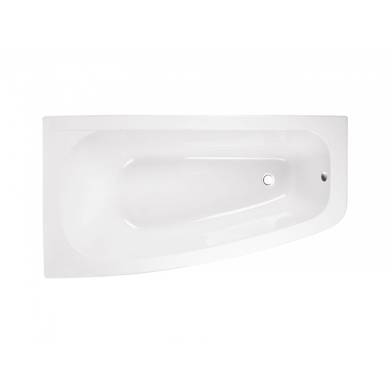 Besco wanna asymetryczna Luna lewa 150x80 z białą obudową, syfonem chrom i nóżkami