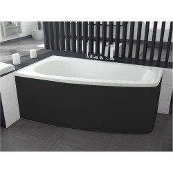 Besco wanna asymetryczna Luna lewa 150x80 z czarną obudową, czarnym syfonem i nóżkami