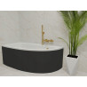 Besco wanna asymetryczna Milena lewa 150x70 z czarną obudową, syfonem chrom i nóżkami