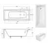 Besco wanna prostokątna Modern 170x70 z obudową styropianową pod LED, syfonem chrom i nóżkami