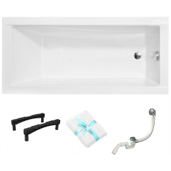 Besco wanna prostokątna Modern Slim 150x70 z syfonem chrom i nóżkami