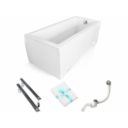 Besco wanna prostokątna Modern 140x70 z białą obudową, syfonem i nogami