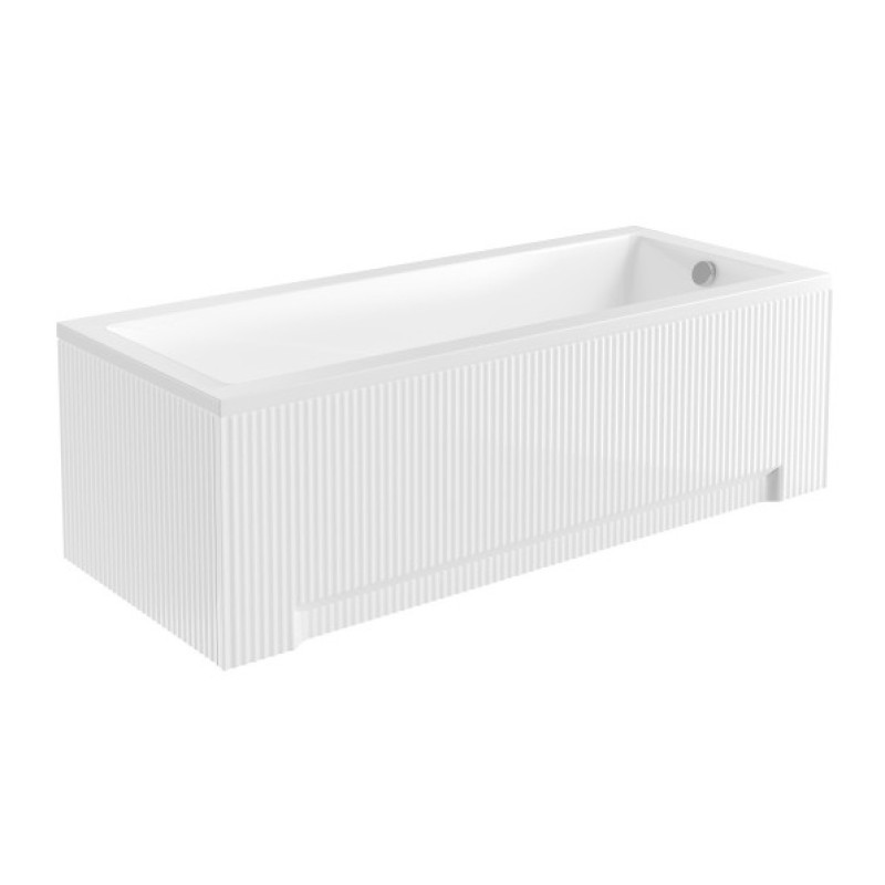 Besco wanna prostokątna Modern 150x70 z białą ryflowaną obudową, syfonem chrom i nóżkami