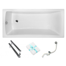 Besco wanna prostokątna Optima 150x70 z syfonem i nóżkami