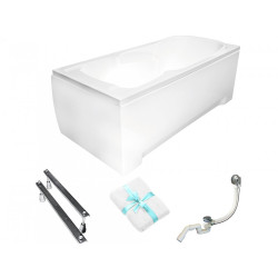 Besco wanna prostokątna Majka Nova 140x70 z białą obudową , syfonem i nóżkami