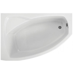 Polimat wanna asymetryczna Frida lewa 140x90 z białą obudową, syfonem i nóżkami