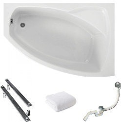 Polimat wanna asymetryczna Frida prawa 150x90 z syfonem i nóżkami