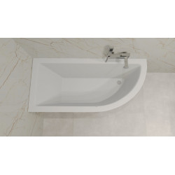 Besco wanna asymetryczna Praktika lewa 140x70 z syfonem chrom i nóżkami