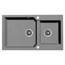 Laveo Milos zlewozmywak granitowy szare 860x497 2-komorowy