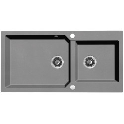 Laveo Milos zlewozmywak granitowy szare 980x497 2-komorowy
