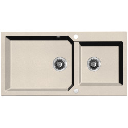 Laveo Milos zlewozmywak granitowy beżowe 980x497 2-komorowy