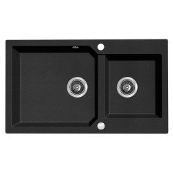 Laveo Milos zlewozmywak granitowy czarne 860x497 2-komorowy