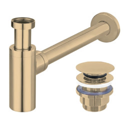 Rea okrągły Syfon Z Korkiem Klik-Klakuniwersalnymzłoty szczotkowany