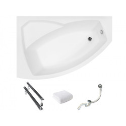 Besco wanna asymetryczna Rima lewa 130x85 z syfonem chrom i nóżkami