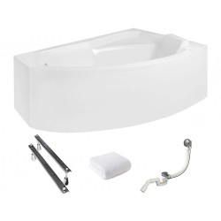 Besco wanna narożna z obudową Rima 140x90 prawa Besco gratis syfon chrom, nogi