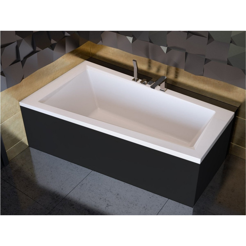 Besco wanna asymetryczna Intima lewa 160x90 z czarną obudową, syfonem chrom i nóżkami