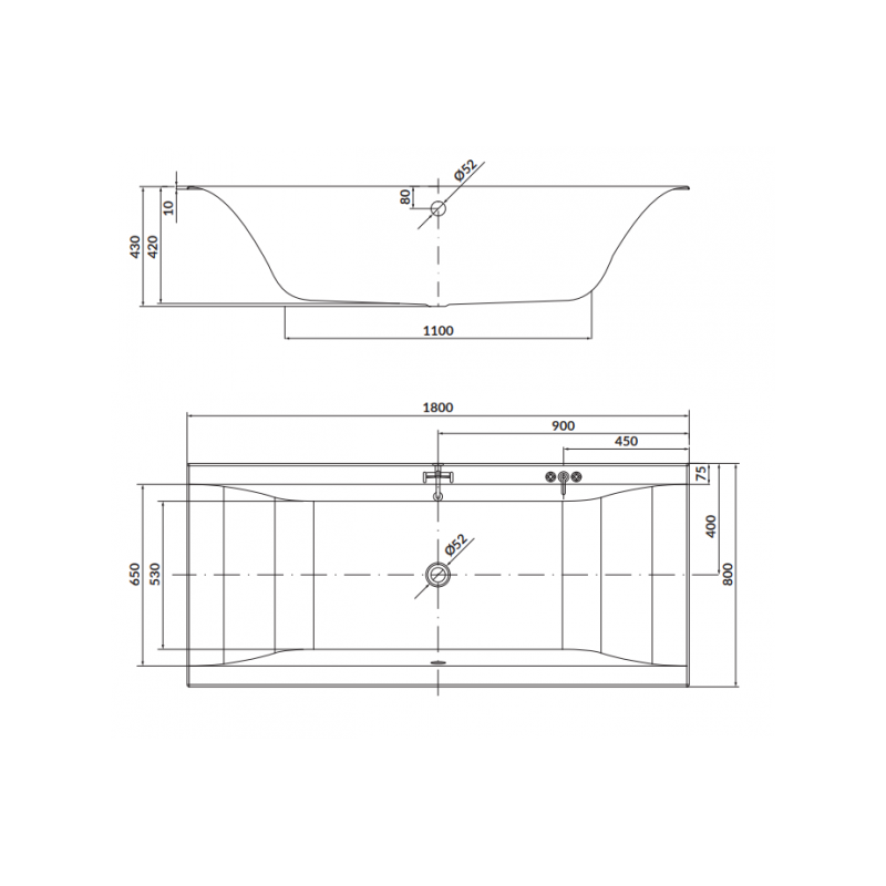 Cersanit wanna prostokątna Larga Slim 180x80 z syfonem i nóżkami
